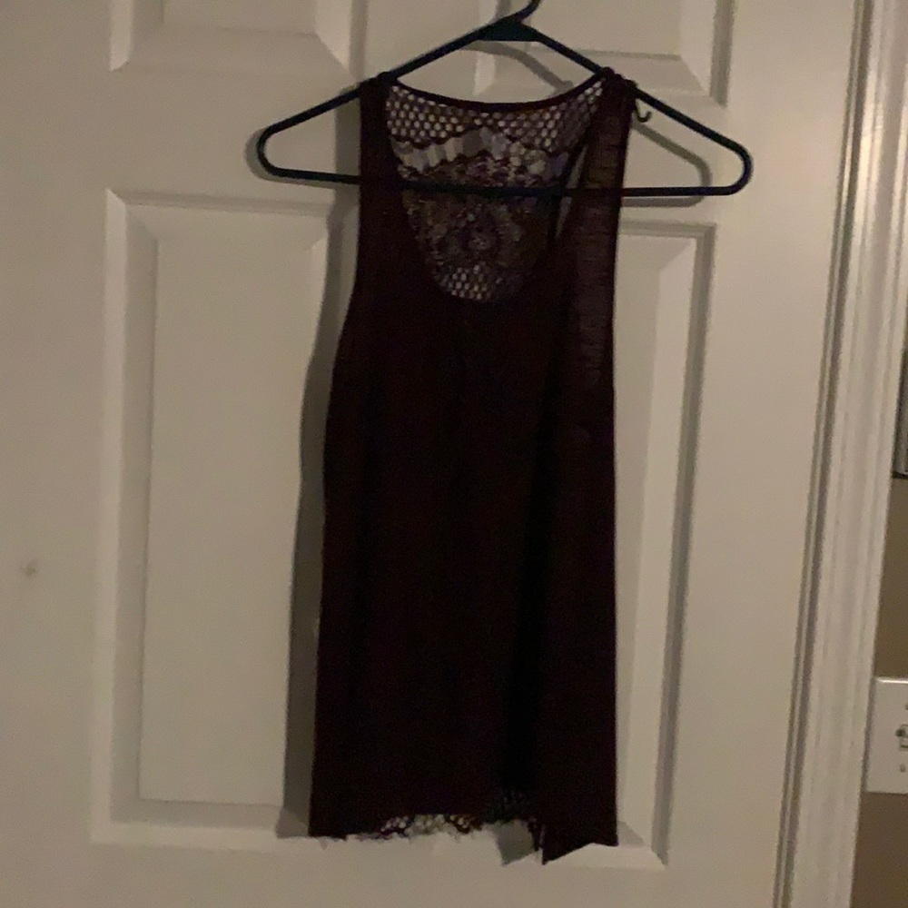 Maroon tank top with patterned back